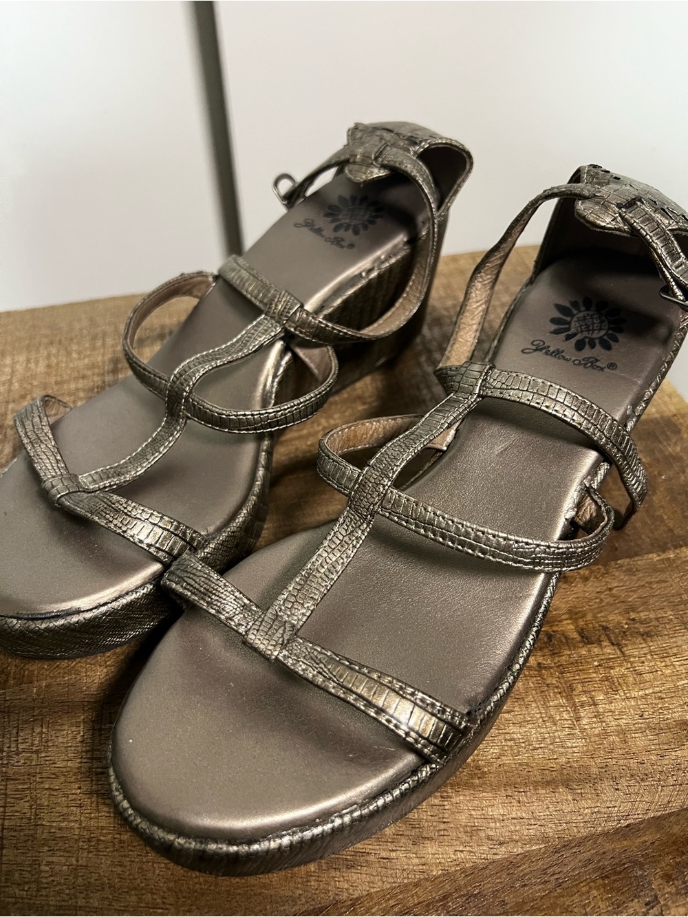 Yellow Box Metallic Pewter Strappy Sandals